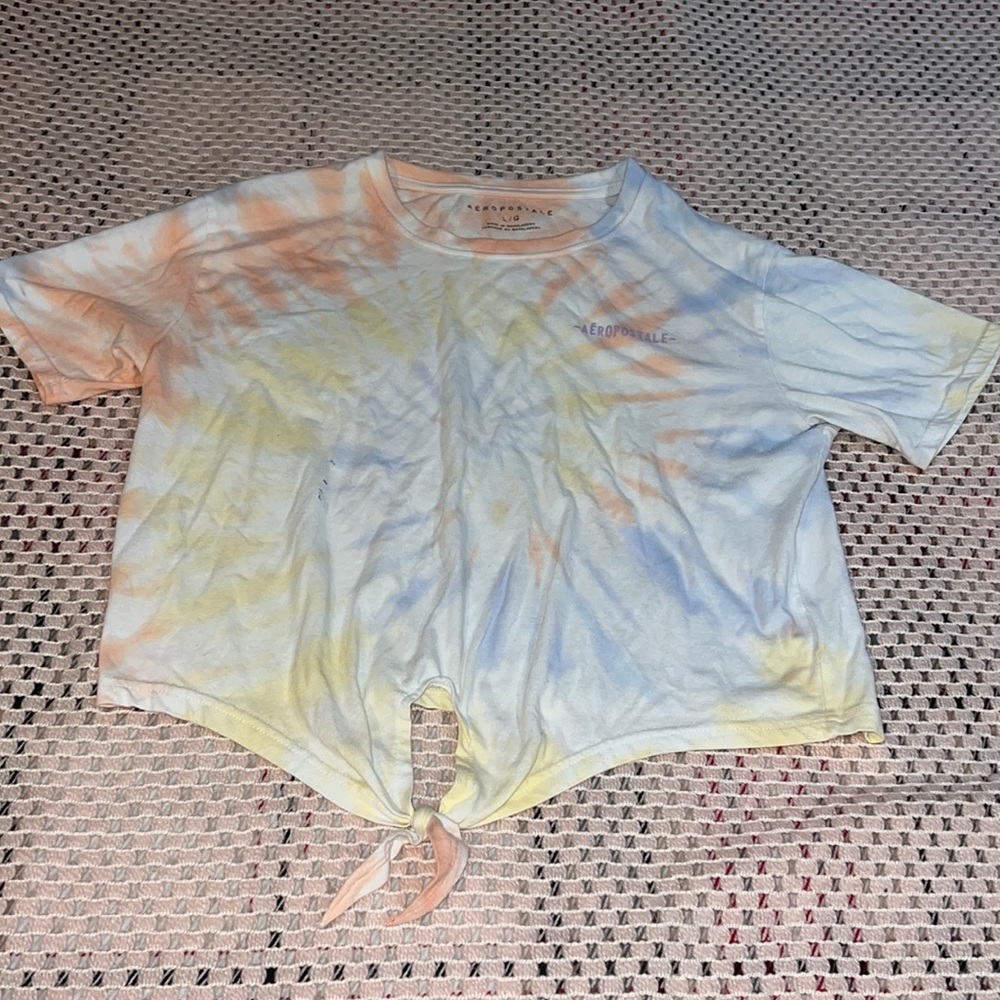 Aeropostale pastel tie dye short-sleeved crop top